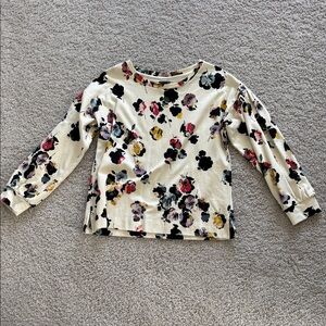 Ann Taylor Cream Floral Long-Sleeve Top